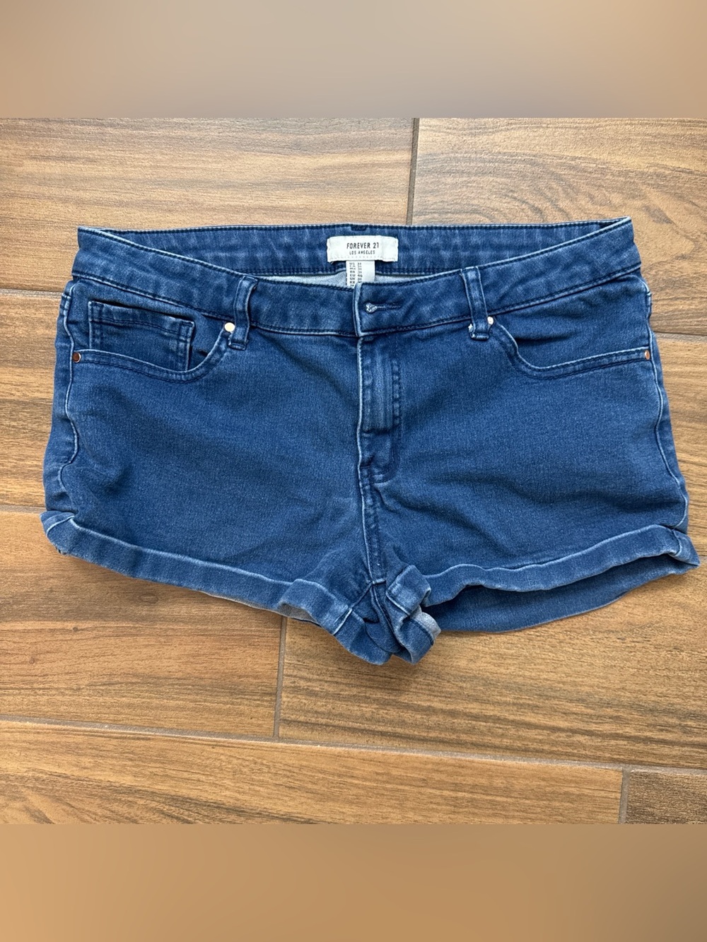 Forever 21 Blue Low-Rise Denim Jean Shorts